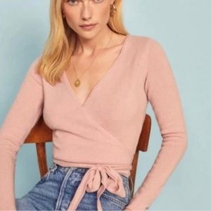 Reformation Pink Cashmere Wrap Top- Size Medium-NWOT